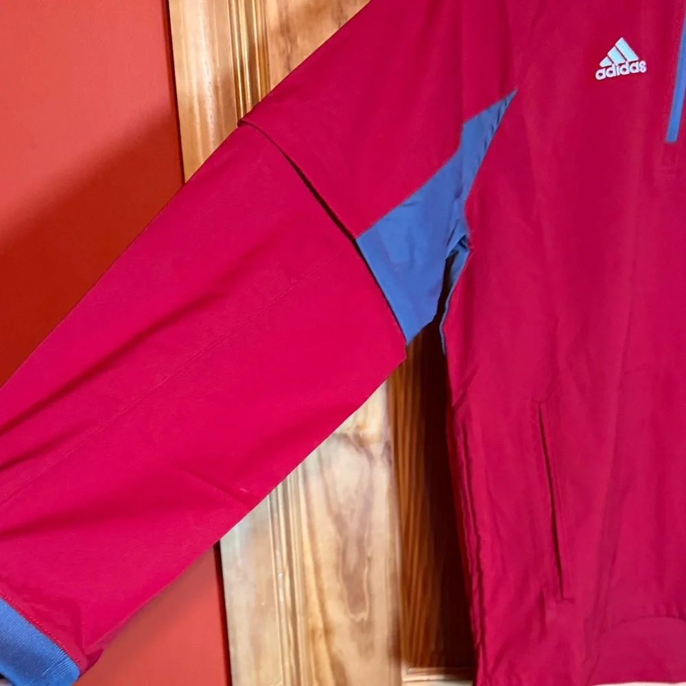 Adidas Fielders Choice quarter zip convertible jacket in red with gray accents - Picture 5 of 9